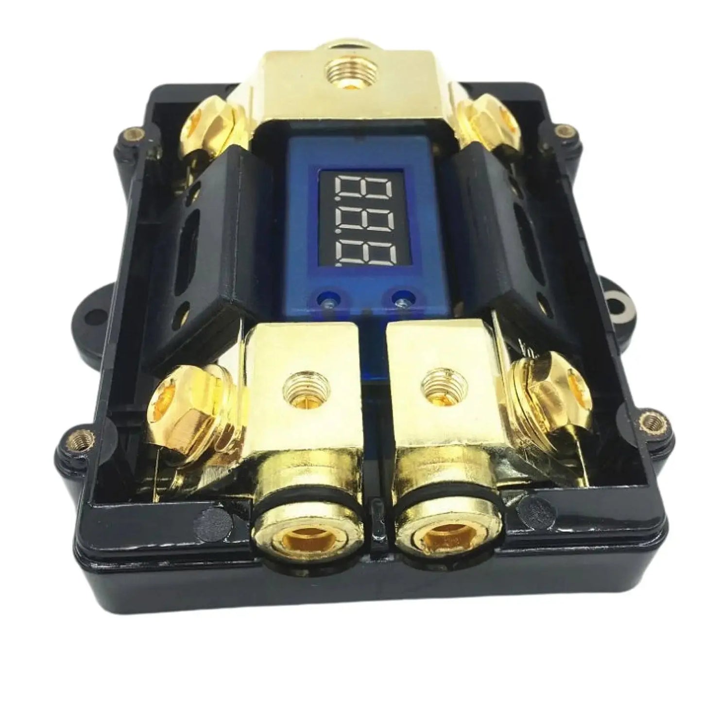 ANL Fuse Holder with Digital LED Voltage Display – 1 In 2 Out Heavy-Duty Car / RV / Marine Audio Power Block Tuck's Performance