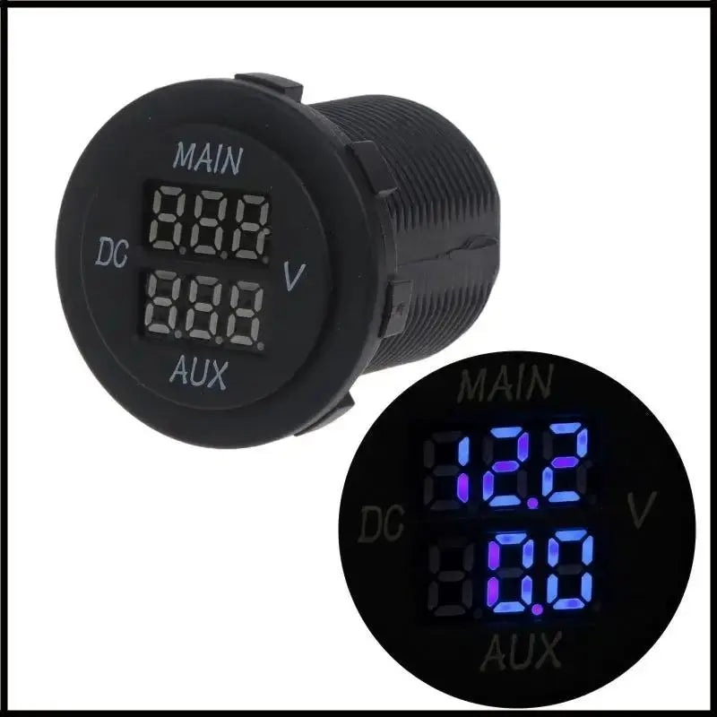 LED Digital Double Voltmeter, Round Panel Monitor Blue for Car Pickup RV Tuck's Performance