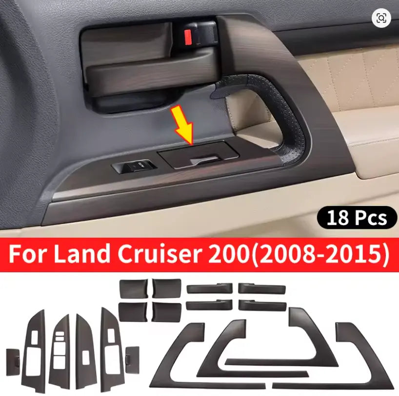 Peach Wood Door Trim Stickers for Toyota Land Cruiser LC200 (2008–2021) – Interior Upgrade Kit Tuck's Performance