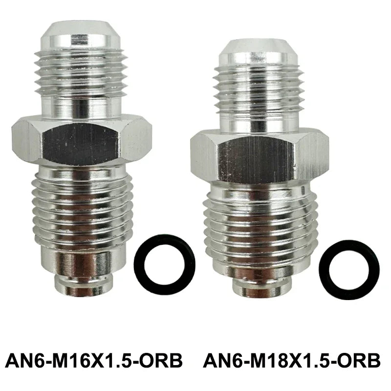 6AN Power Steering Fitting 16MM 1.5 and 18MM 1.5 Adapter Fitting With O-Ring For Hydro Boost Pump Rack Fuel Tank Turbocharger Tuck's Performance