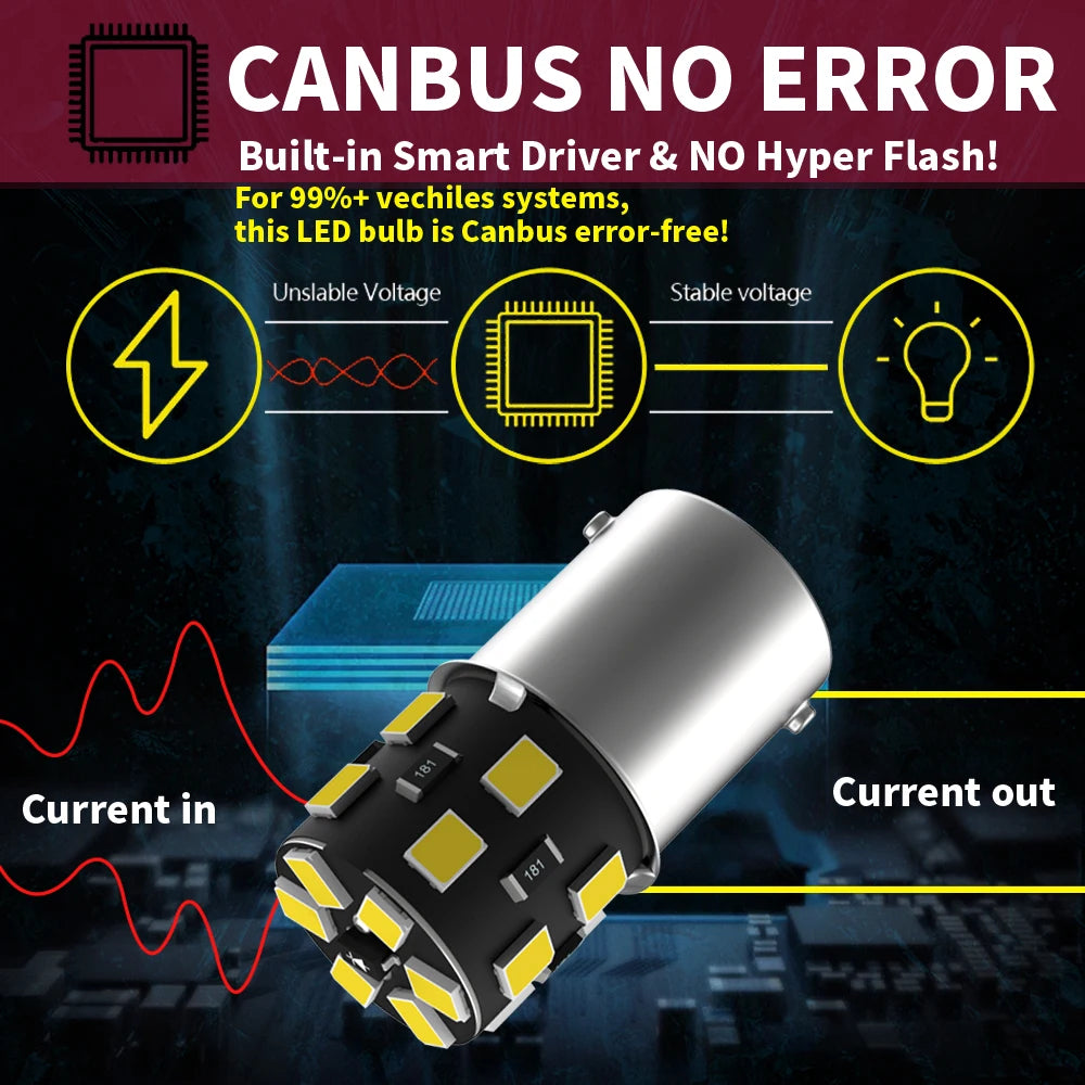 2pcs 1156 BA15S P21W Led Back Up Lamp Bulb Reverse LightFor Nissan Terrano X-Trail Navara NP300 D23 D40 Pathfinder 3 Almera 1 2 Tuck's Performance