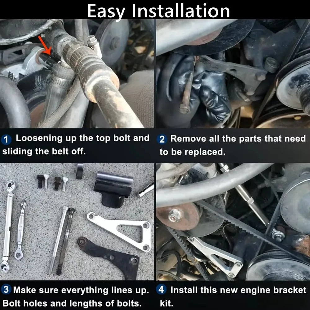 551411 Alternator Bracket Adjustable Kit for Chevrolet Chevy SBC 350 305 327 383 5.0L 5.7L V8 Eight Cylinder Long Water Pump Tuck's Performance