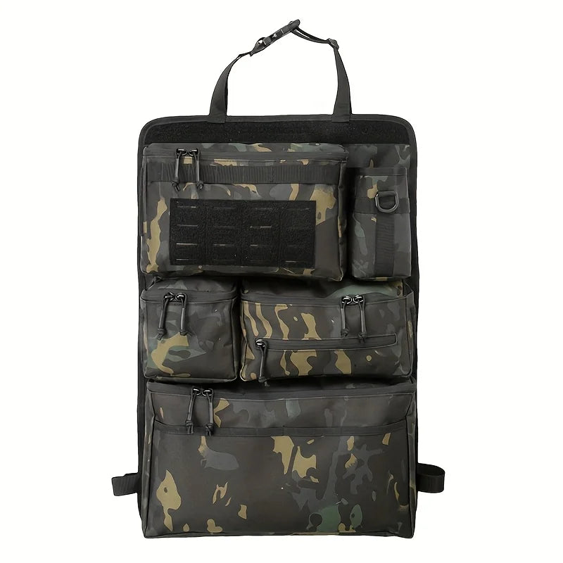 Black camo tactical seat back organiser