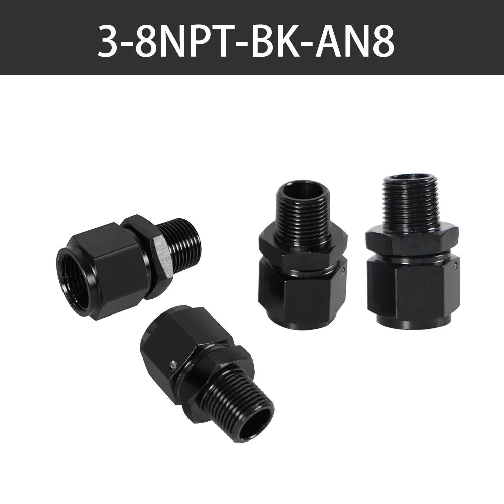8AN Female Flare Swivel to 1/4 NPT Male Adapter Fitting Union Straight Aluminum AN4 AN6 Female 1/2NPT 1/8 NPT 3/8NPT Male Tuck's Performance