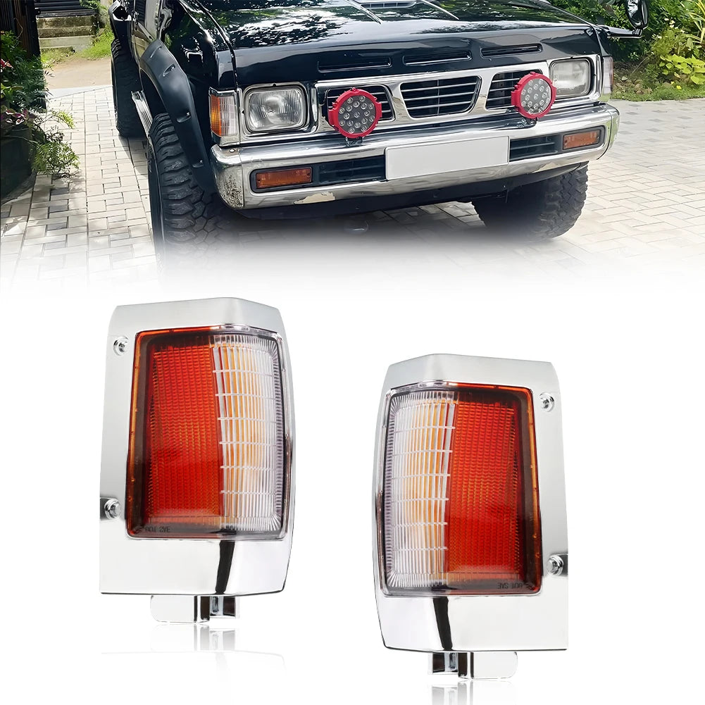 2Pcs Front Corner Side Marker Turn Signal Light Housings For 90 91 92 93 94 Nissan D21 Pickup No Bulb/Socket Included Tuck's Performance