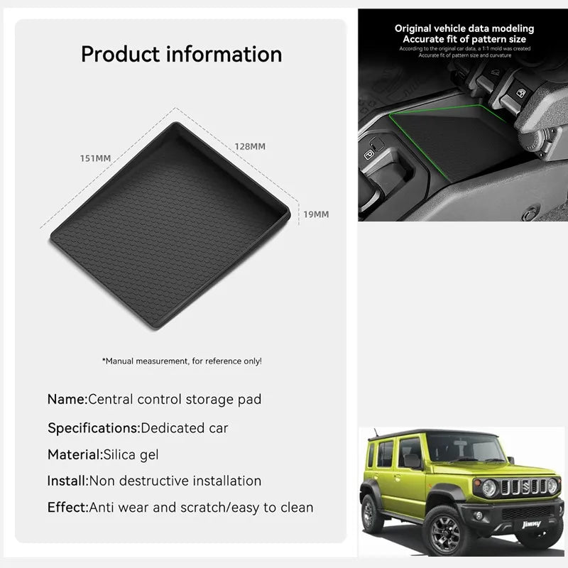 Car Center Console Storage Box Center Control Anti-Slip Storage Silicone Pad Suitable for Suzuki Jimny 2019+ JB64/JB74 Tuck's Performance