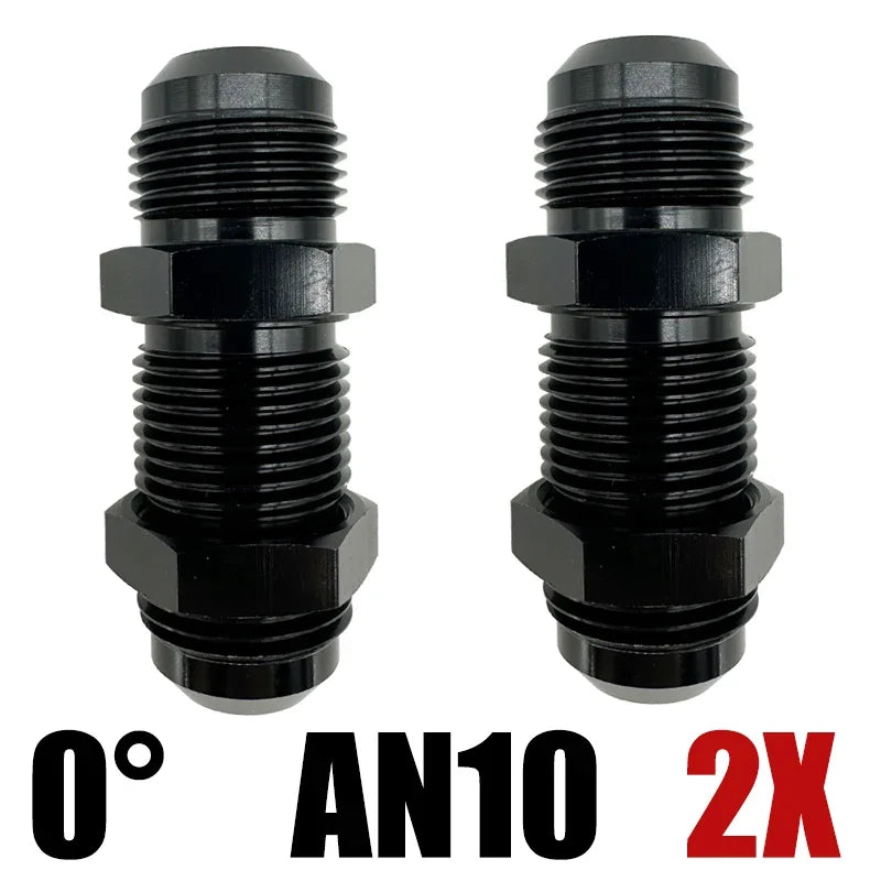 2X AN3 AN4 AN6 AN8 AN10 AN12 0 Degree Flare Bulkhead Fitting Fuel Hose Straight Male To Male Adapter w/Nut For Tab or Wirewall Tuck's Performance
