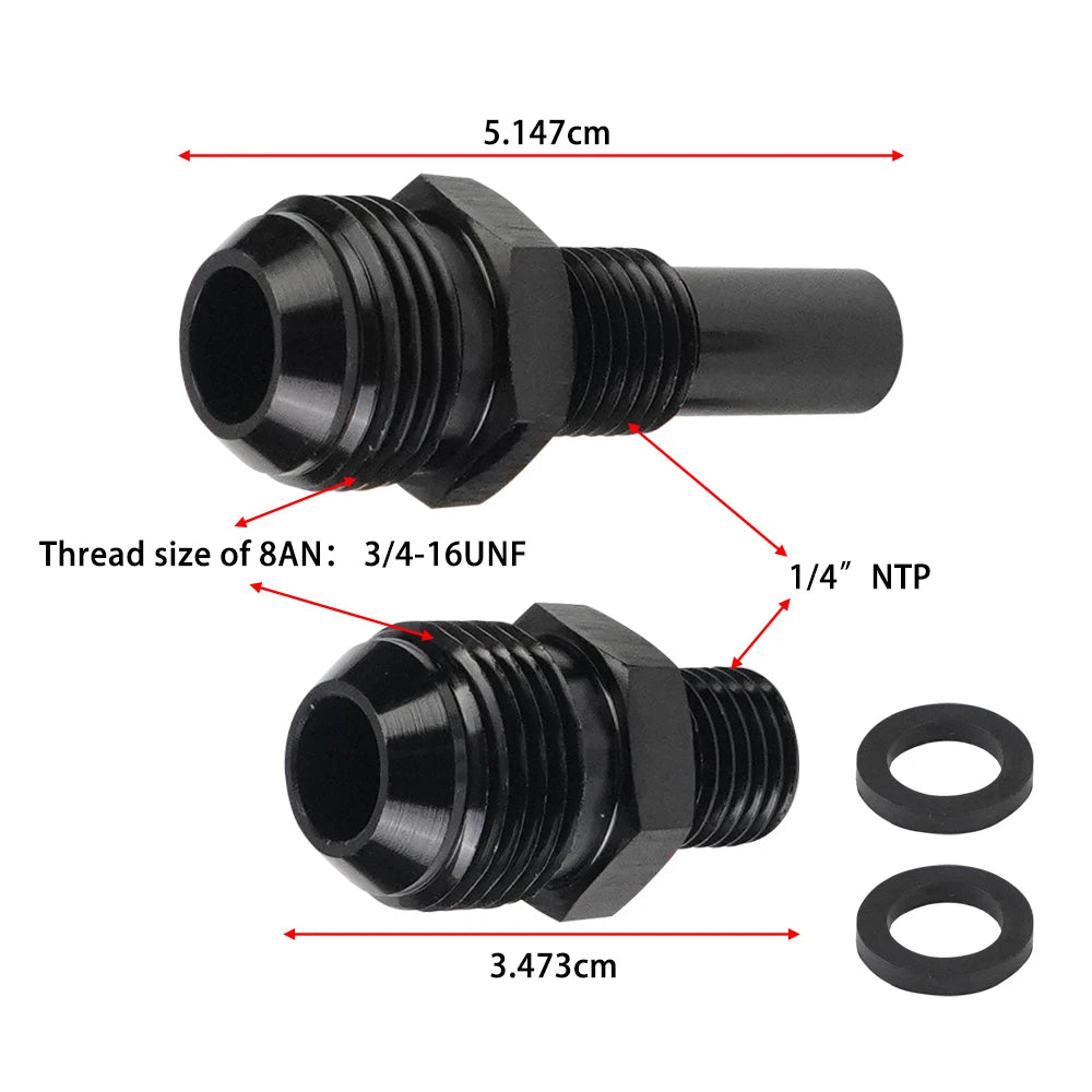 4L80E 6AN X 1/4NPS 8AN Male Flare to 1/4 NPS Transmission Cooler Adapter Fittings Front and Rear Port For GM 1997-2007 Tuck's Performance