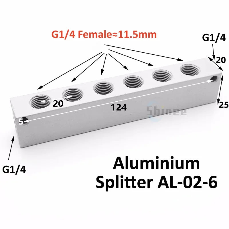 Aluminium Splitter 1/8" 1/2" BSP Internal Thread Port 2 3 4 5 6 7 8 9 10 Way 1/4 Pneumatic Air Manifold Distributor Connector Tuck's Performance