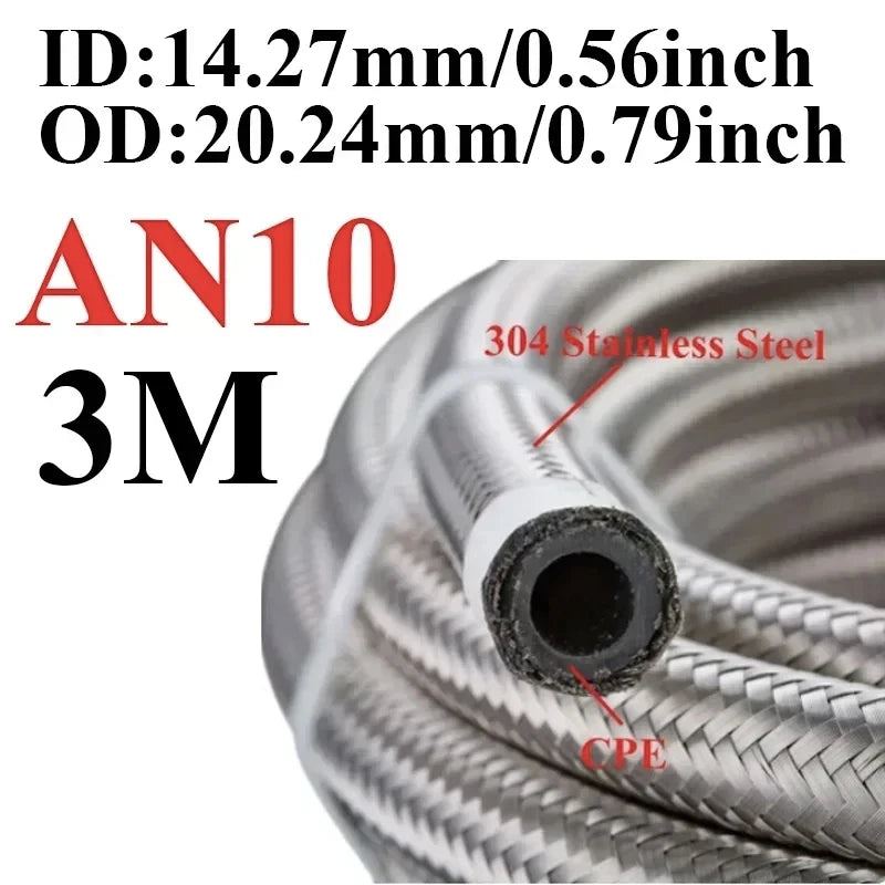 Stainless Braided CPE Fuel & Oil Hose | AN4 to AN12 | 1 to 6 Metre Tucks Performance
