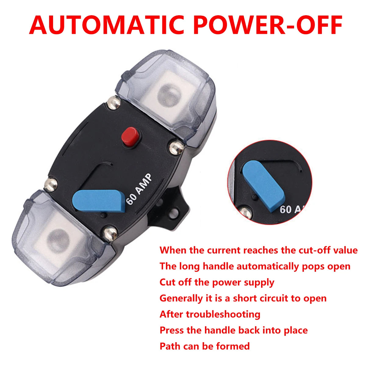 Automatic Reset Circuit Breaker 50A-300A - 12V-48V, AGU Style Tucks Performance