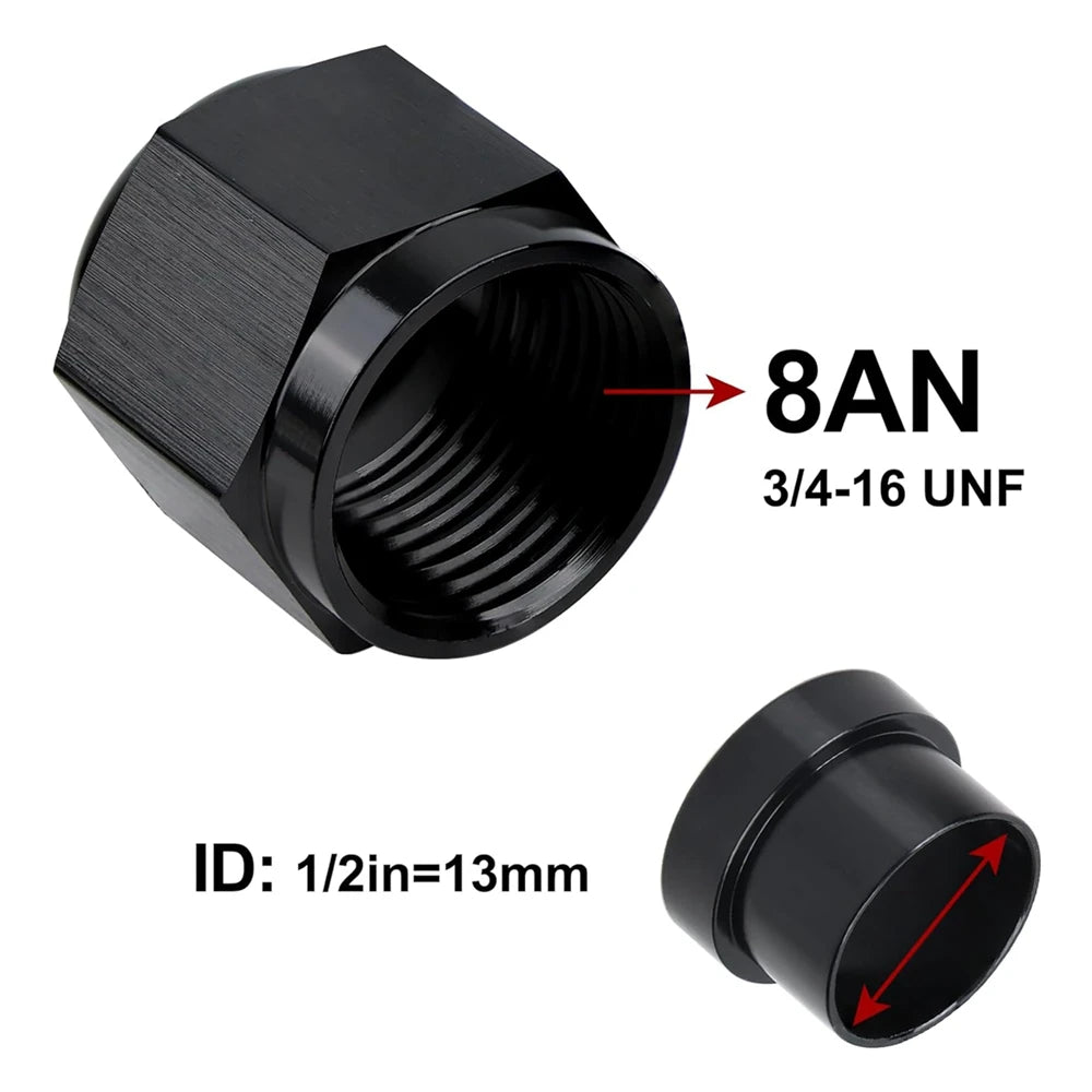 4AN 1/4 6AN 3/8 8AN 1/2 12AN 3/4 10AN Female to 5/8"Hardline Tube Nut and Sleeve Fitting Adapter Aluminum Tube Hose Line Fitting Tuck's Performance