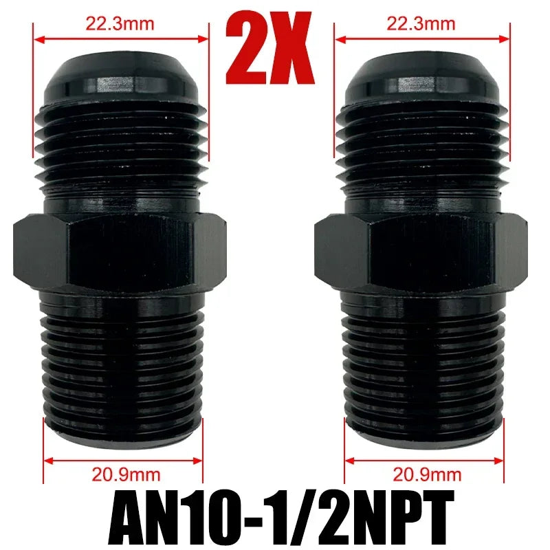 2X Flare Male AN4 AN6 AN8 AN10 AN12 To 1/4NPT 1/8NPT 3/8NPT 3/4 NPT Thread Straight Fittings Fuel Oil Cooler Hose Pipe Adapter Tuck's Performance