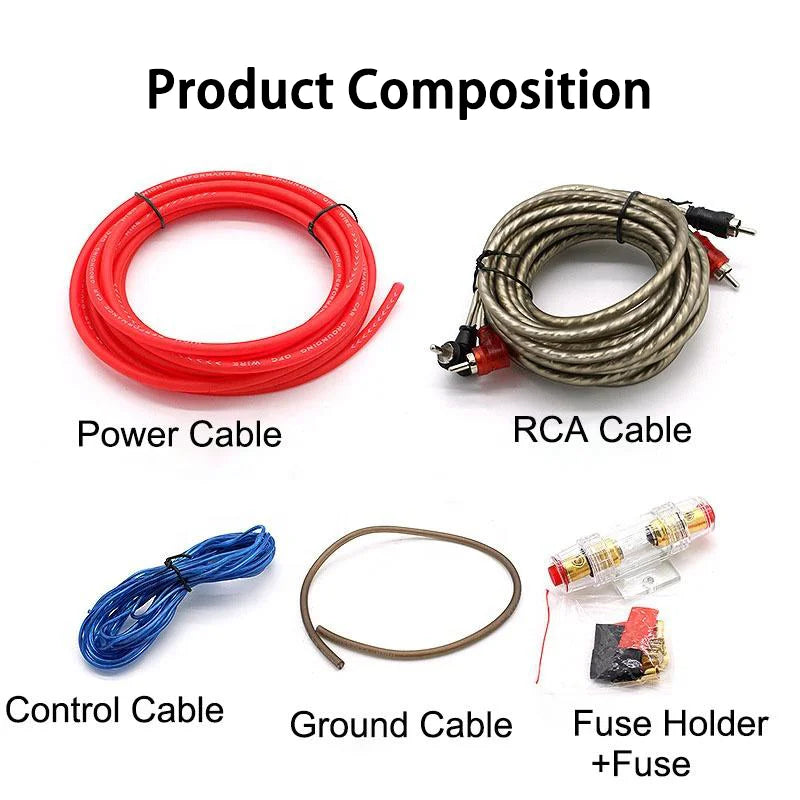 10GA Power Cable 4.5m Amplifier Wiring 60Amp Fuse Holder Set Amplifier Installation Cable Car Audio Wire Copper Clad Aluminum Tuck's Performance