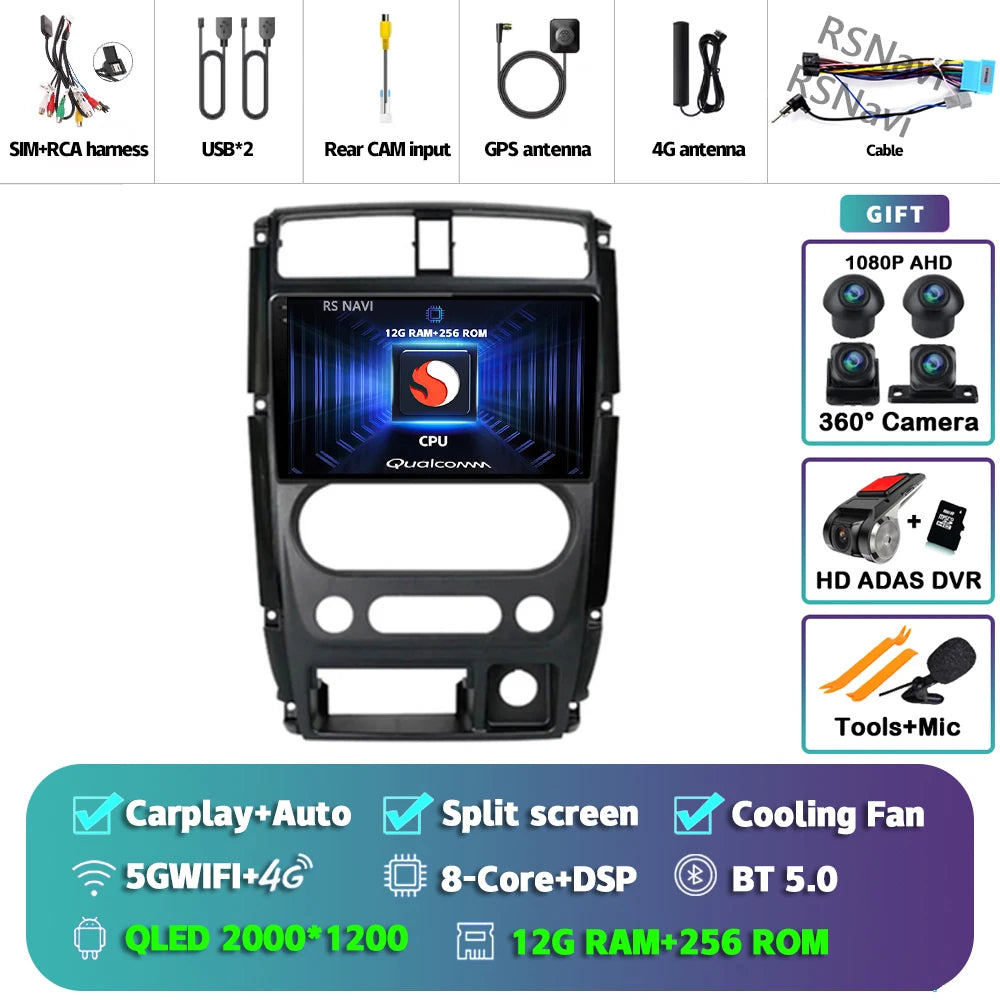 Android 16 Carplay Auto 2K Screen Car Radio Multimedia Player For Suzuki Jimny 3 2005 - 2019 Autoradio GPS Stereo 2din Head Unit Tuck's Performance
