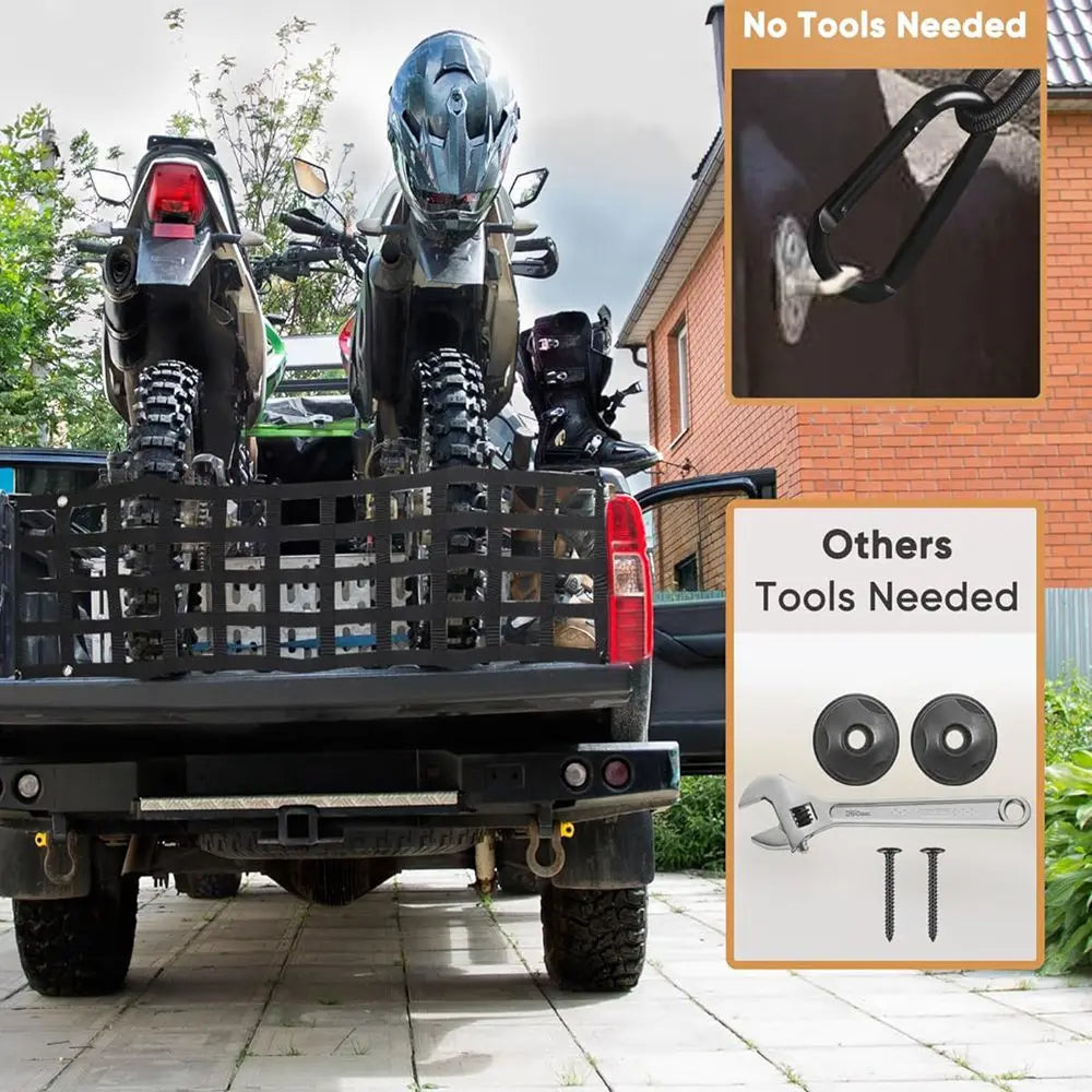 Black Heavy Duty Cargo Net PVC Webbing Truck Pickup Net SUV Van Cargo Safetyweb Control Net For Tailgate Car Modification Parts Tuck's Performance