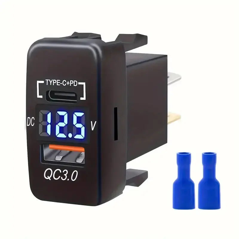 Toyota Dual USB Charger – USB-C PD 30W + QC3.0 + Voltmeter Display Tuck's Performance