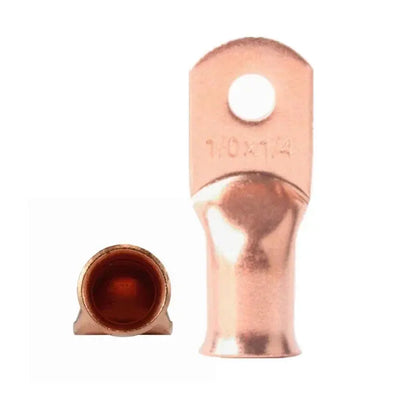 1/0 AWG Copper Ring Terminals – 10pc or 25pc – Stud Holes 6/8/10/12mm (Bare Copper) Tuck's Performance