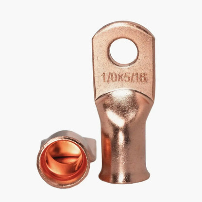 1/0 AWG Copper Ring Terminals – 10pc or 25pc – Stud Holes 6/8/10/12mm (Bare Copper) Tuck's Performance