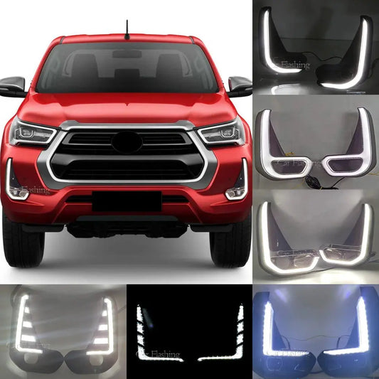 1 Set For Toyota Hilux  2020+LED Daytime Running Light with Turn Yellow Signal DRL Day Light Fog lamp Tuck's Performance