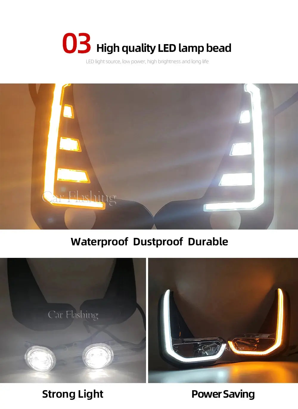 1 Set For Toyota Hilux  2020+LED Daytime Running Light with Turn Yellow Signal DRL Day Light Fog lamp Tuck's Performance