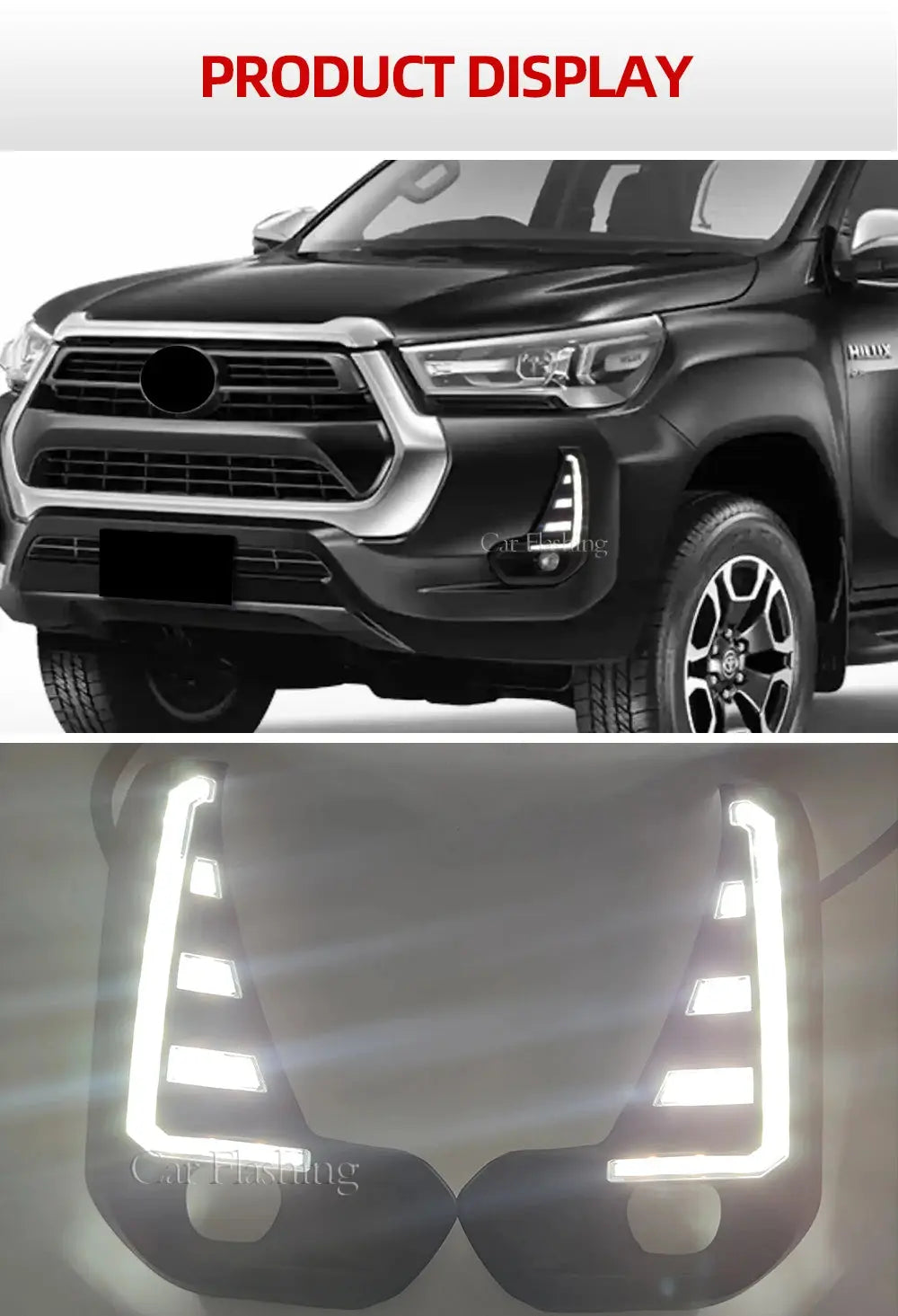 1 Set For Toyota Hilux  2020+LED Daytime Running Light with Turn Yellow Signal DRL Day Light Fog lamp Tuck's Performance