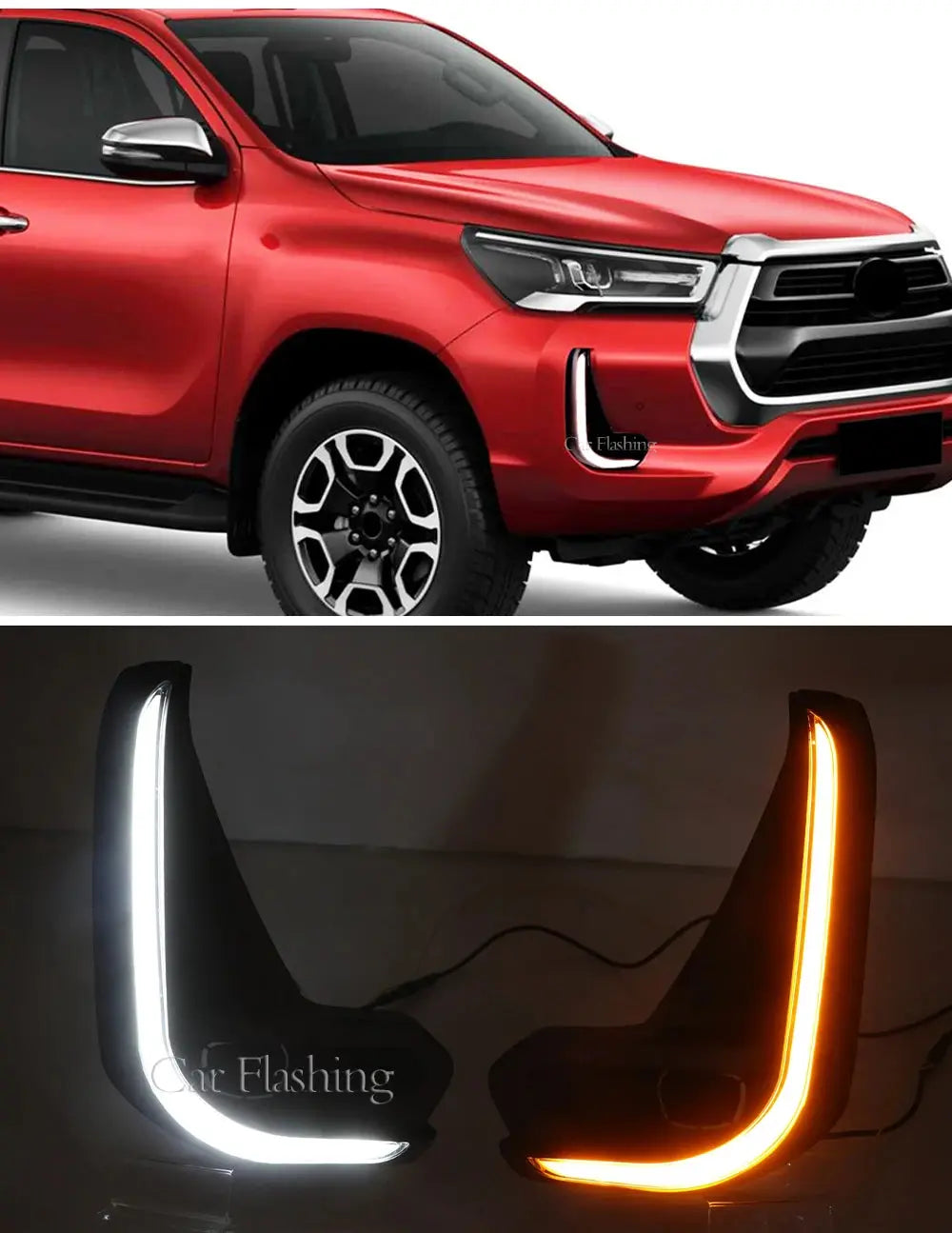 1 Set For Toyota Hilux  2020+LED Daytime Running Light with Turn Yellow Signal DRL Day Light Fog lamp Tuck's Performance