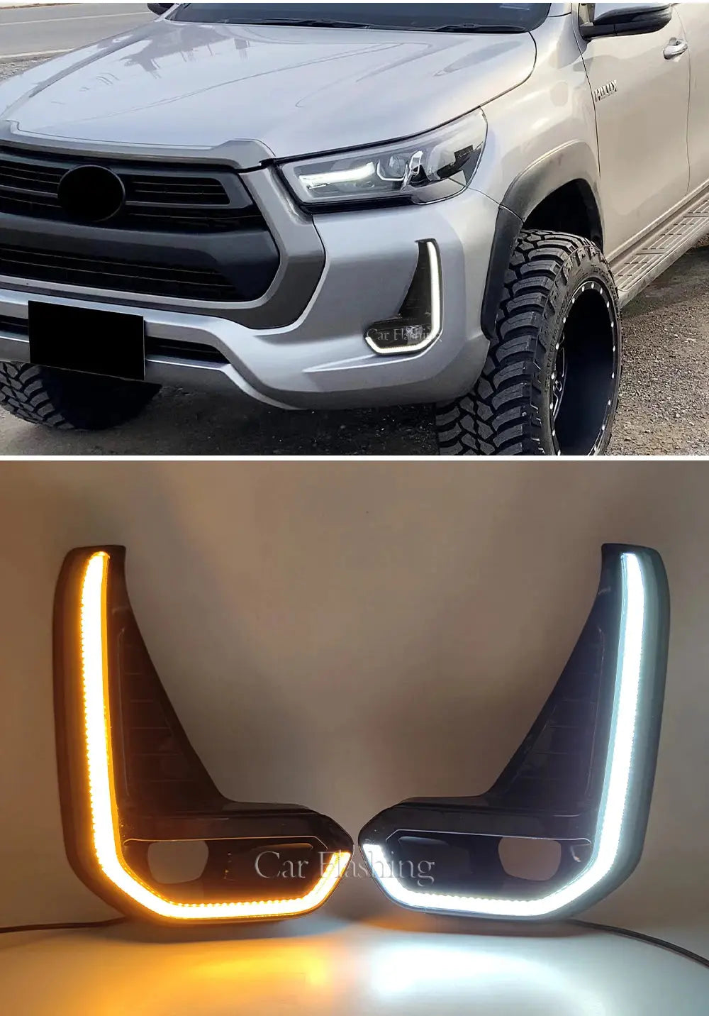 1 Set For Toyota Hilux  2020+LED Daytime Running Light with Turn Yellow Signal DRL Day Light Fog lamp Tuck's Performance