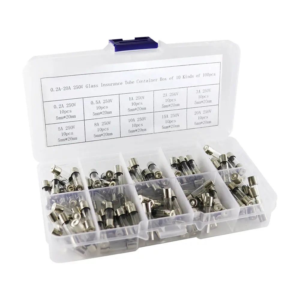 100-Piece 5x20mm Quick Blow Glass Fuse Kit – Fast-Blow 0.2A to 20A Assorted Replacement Fuses Tuck's Performance