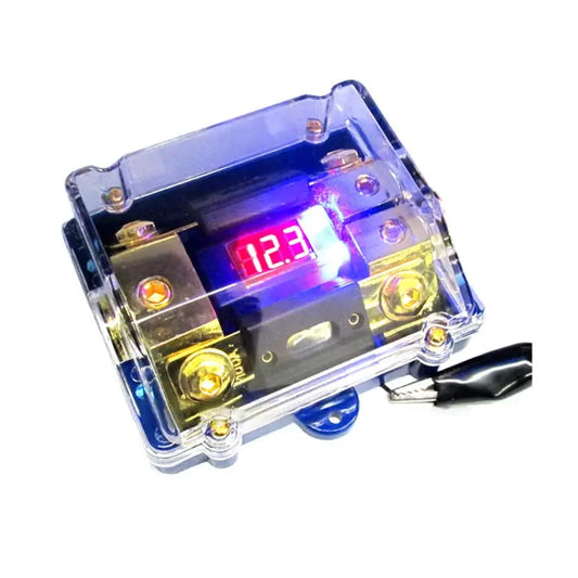 100A Car Audio Fuse Holder with LED Voltage Display – 1 In 2 Out (0GA/2GA) Heavy-Duty Fuse Tube for Amplifiers & Power Distribution Tuck's Performance