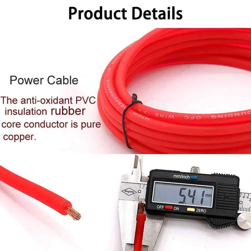 Power cable, earth lead and RCA supplied in the amp wiring kit