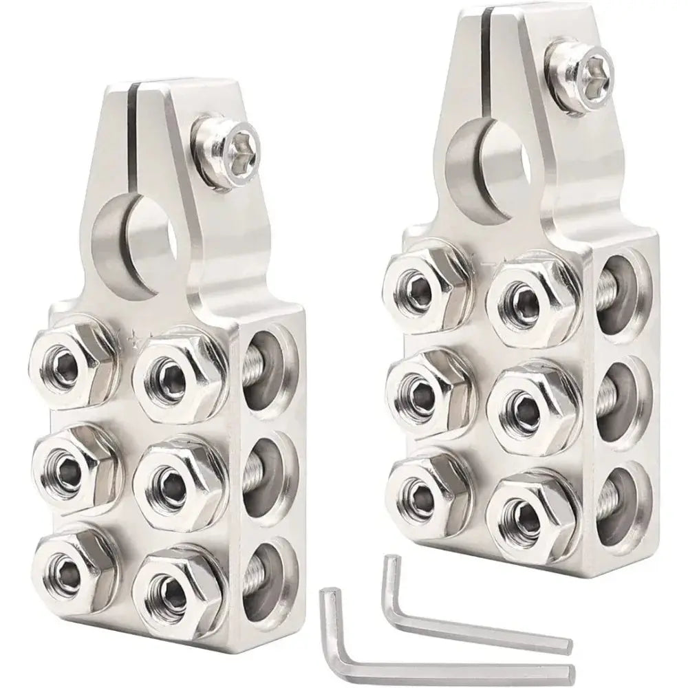 12-Way Battery Terminal Connectors (Pair) –  Alloy Multi-Output Battery Clamps – Suits 12V/24V Utes, 4x4s, Campers Tuck's Performance