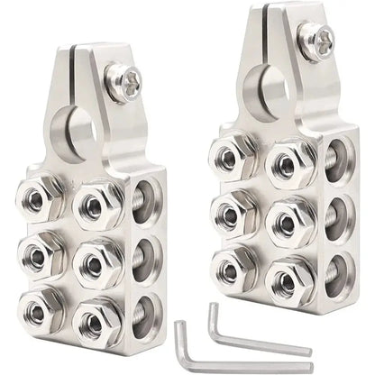 12-Way Battery Terminal Connectors (Pair) –  Alloy Multi-Output Battery Clamps – Suits 12V/24V Utes, 4x4s, Campers Tuck's Performance