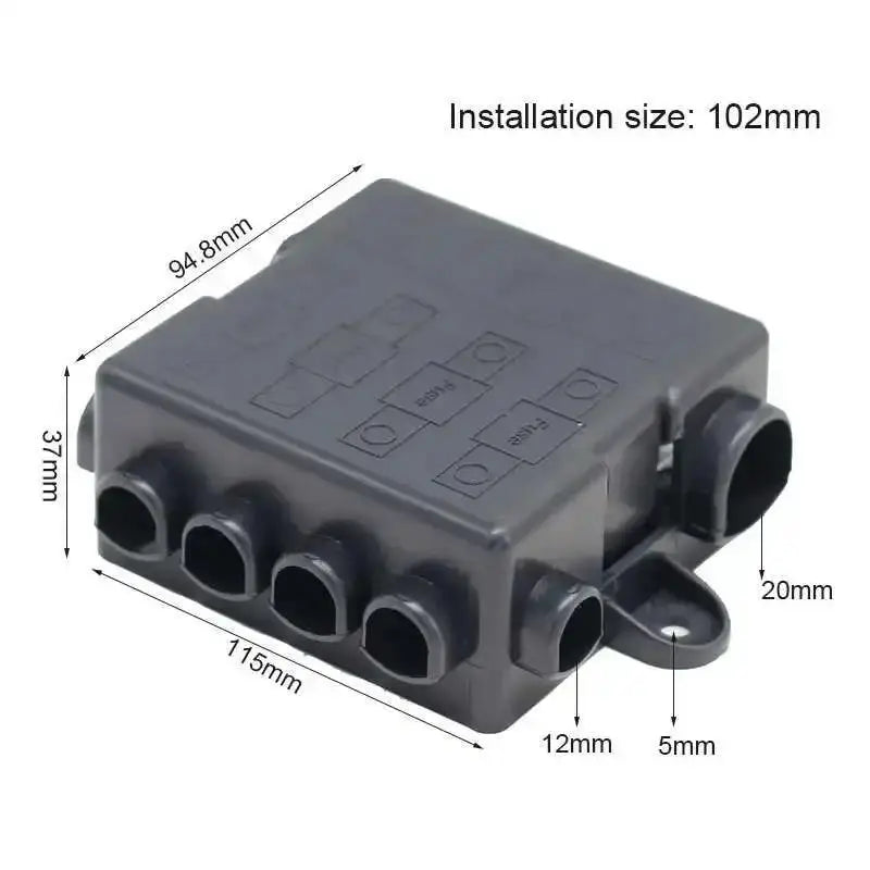 12V / 24V Heavy Duty Power Distribution Fuse Box – 5 Way Bus Bar (MEGA + MIDI Fuses) Tuck's Performance