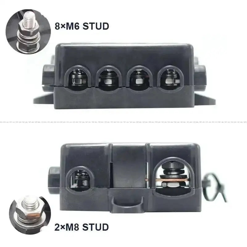 12V / 24V Heavy Duty Power Distribution Fuse Box – 5 Way Bus Bar (MEGA + MIDI Fuses) Tuck's Performance