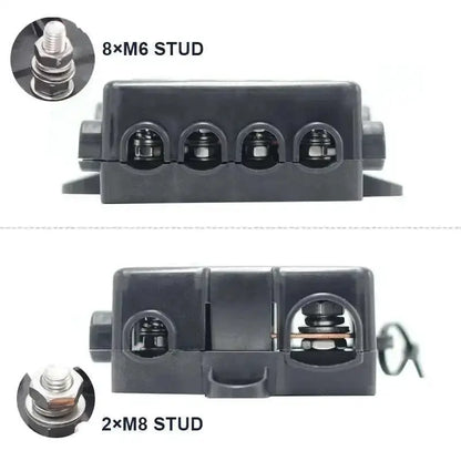 12V / 24V Heavy Duty Power Distribution Fuse Box – 5 Way Bus Bar (MEGA + MIDI Fuses) Tuck's Performance