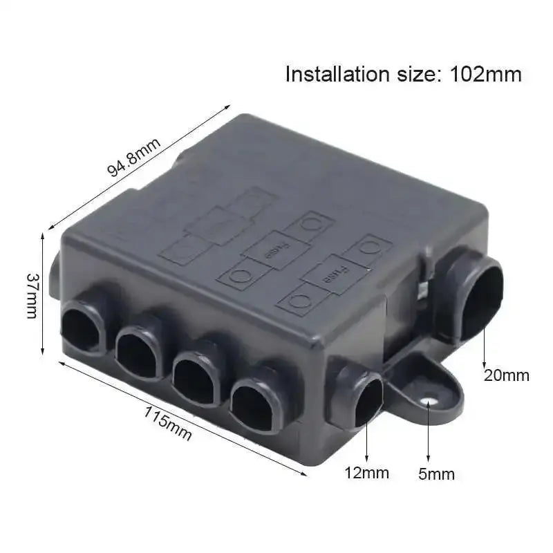 12V / 24V Heavy Duty Power Distribution Fuse Box – 5 Way Bus Bar (MEGA + MIDI Fuses) Tuck's Performance