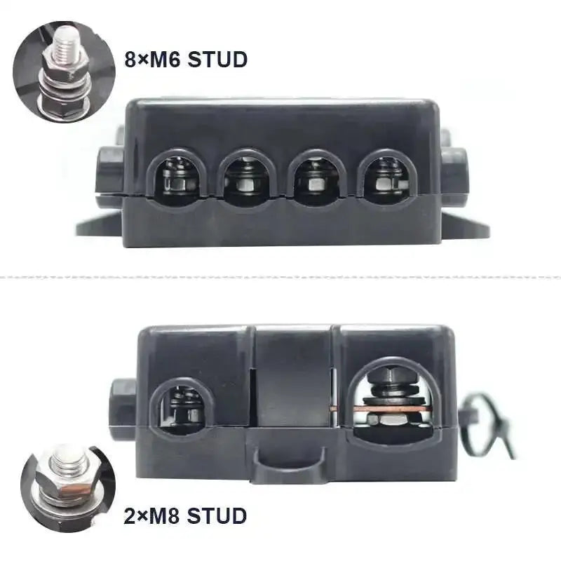 12V / 24V Heavy Duty Power Distribution Fuse Box – 5 Way Bus Bar (MEGA + MIDI Fuses) Tuck's Performance