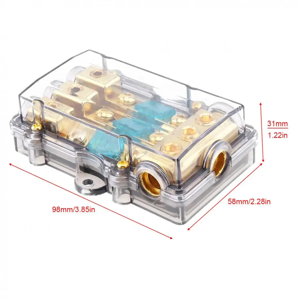 12V/24V Universal 1-In 3-Out Fuse Block – 60A Copper-Plated Power Distribution Holder Tuck's Performance