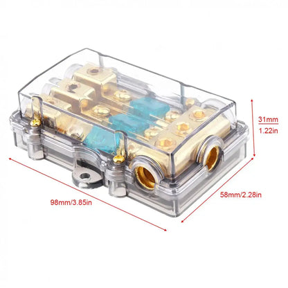 12V/24V Universal 1-In 3-Out Fuse Block – 60A Copper-Plated Power Distribution Holder Tuck's Performance