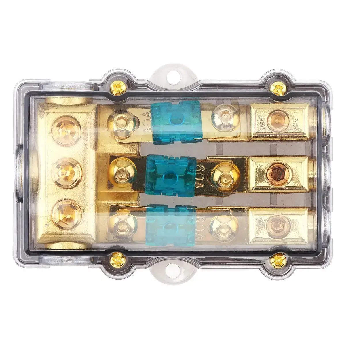 12V/24V Universal 1-In 3-Out Fuse Block – 60A Copper-Plated Power Distribution Holder Tuck's Performance