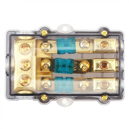 12V/24V Universal 1-In 3-Out Fuse Block – 60A Copper-Plated Power Distribution Holder Tuck's Performance