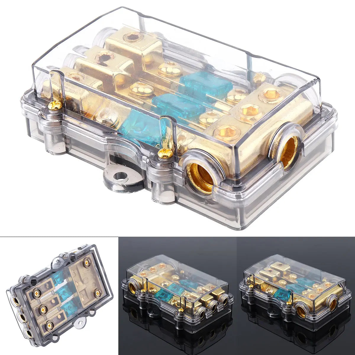 12V/24V Universal 1-In 3-Out Fuse Block – 60A Copper-Plated Power Distribution Holder Tuck's Performance
