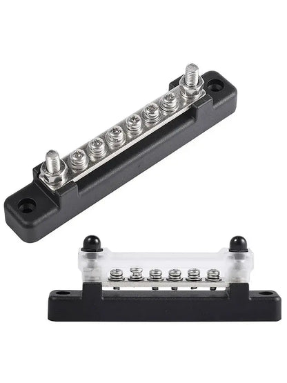 12V / 24V Universal 6-Way Battery Bus Bar – Power Distribution Block with Clear Cover (150A) Tuck's Performance