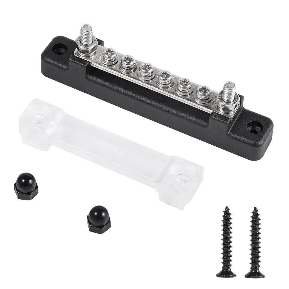 12V / 24V Universal 6-Way Battery Bus Bar – Power Distribution Block with Clear Cover (150A) Tuck's Performance