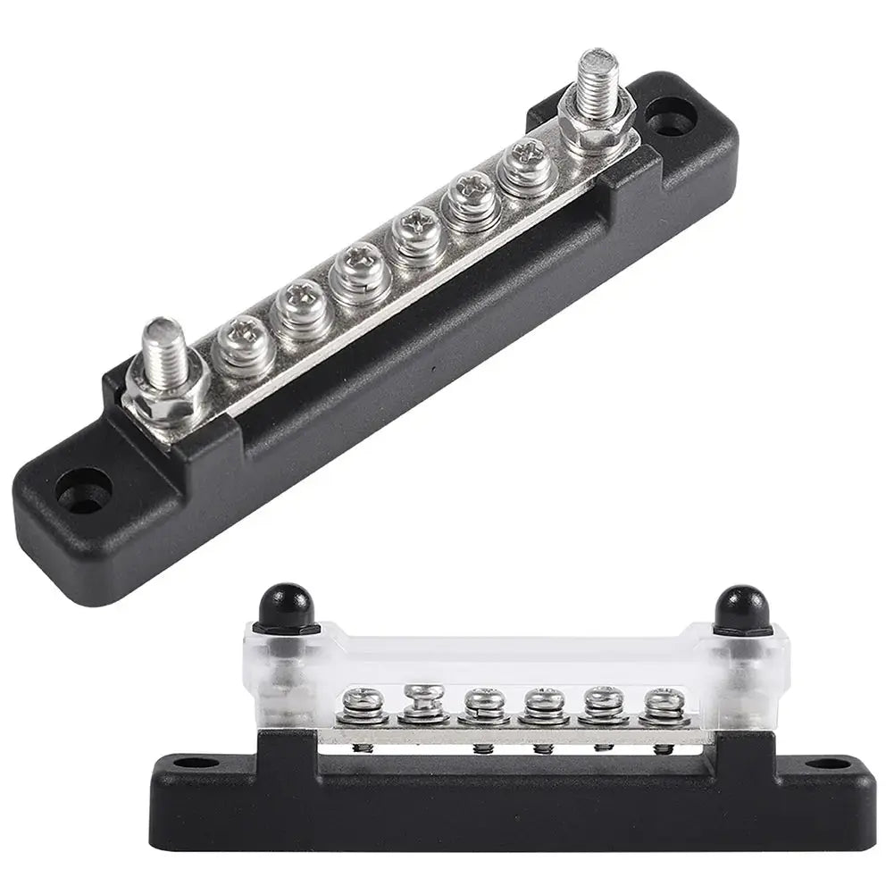 12V / 24V Universal 6-Way Battery Bus Bar – Power Distribution Block with Clear Cover (150A) Tuck's Performance