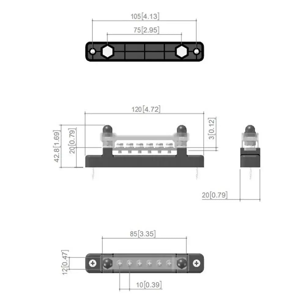 12V / 24V Universal 6-Way Battery Bus Bar – Power Distribution Block with Clear Cover (150A) Tuck's Performance