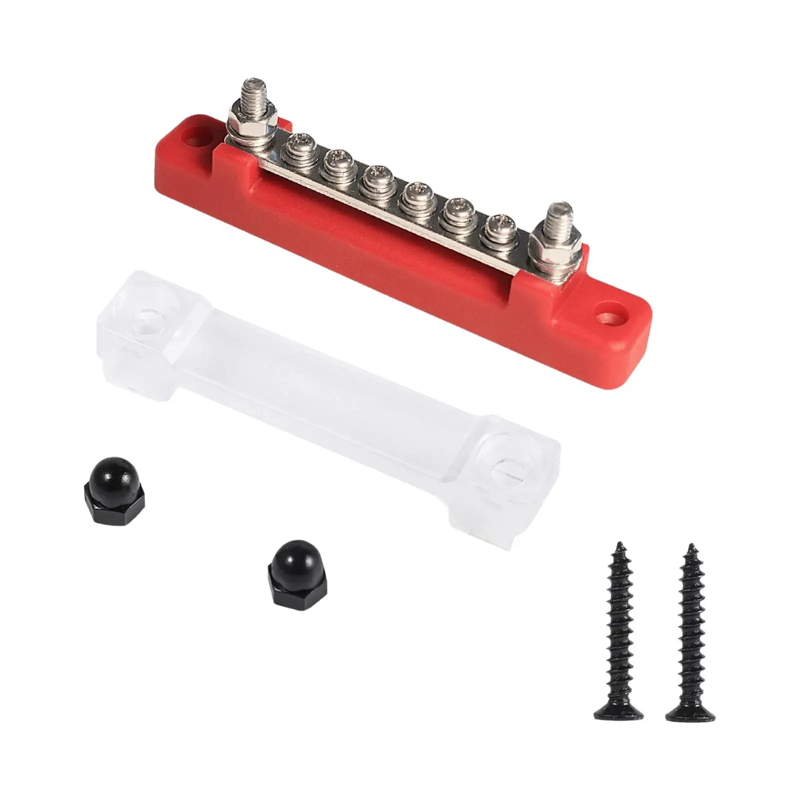 12V / 24V Universal 6-Way Battery Bus Bar – Power Distribution Block with Clear Cover (150A) Tuck's Performance