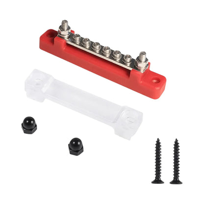 12V / 24V Universal 6-Way Battery Bus Bar – Power Distribution Block with Clear Cover (150A) Tuck's Performance