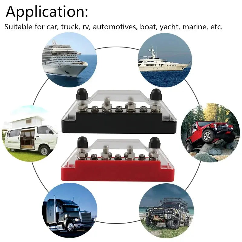 12V / 24V Universal Battery Bus Bar Power Distribution Block – Positive & Negative (150A) Tuck's Performance